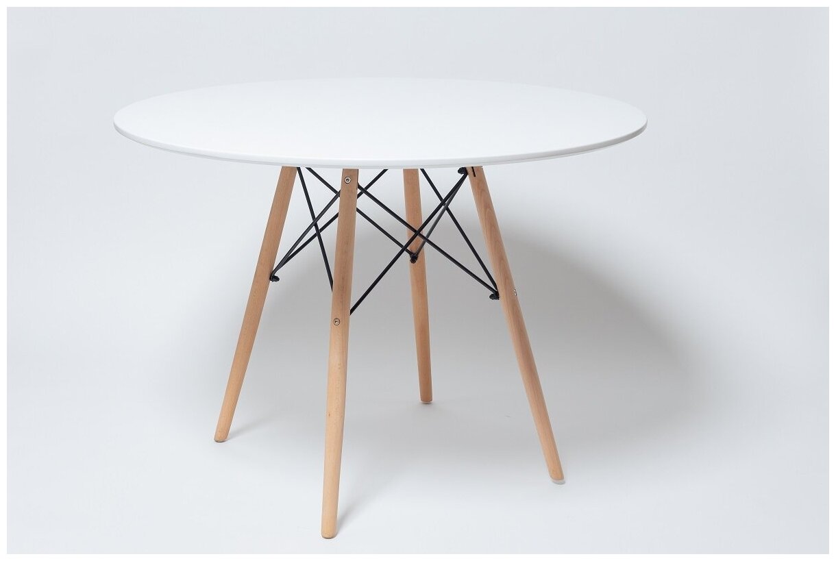 круглый белый раздвижной стол с деревянными ножками